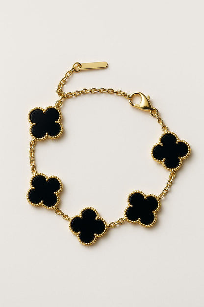 Elegant Black Clover Charm Bracelet
