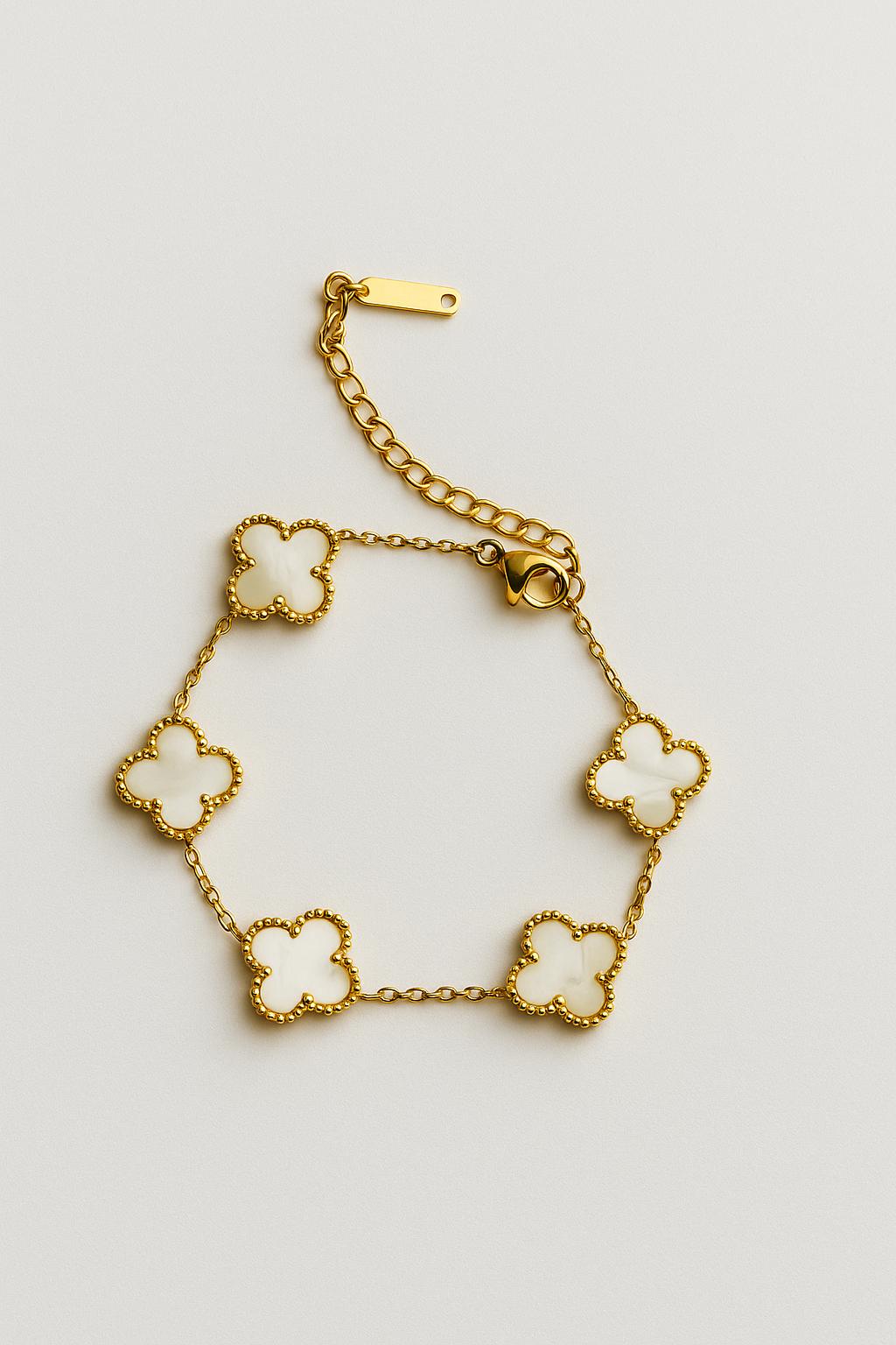 White Clover Charm Bracelet