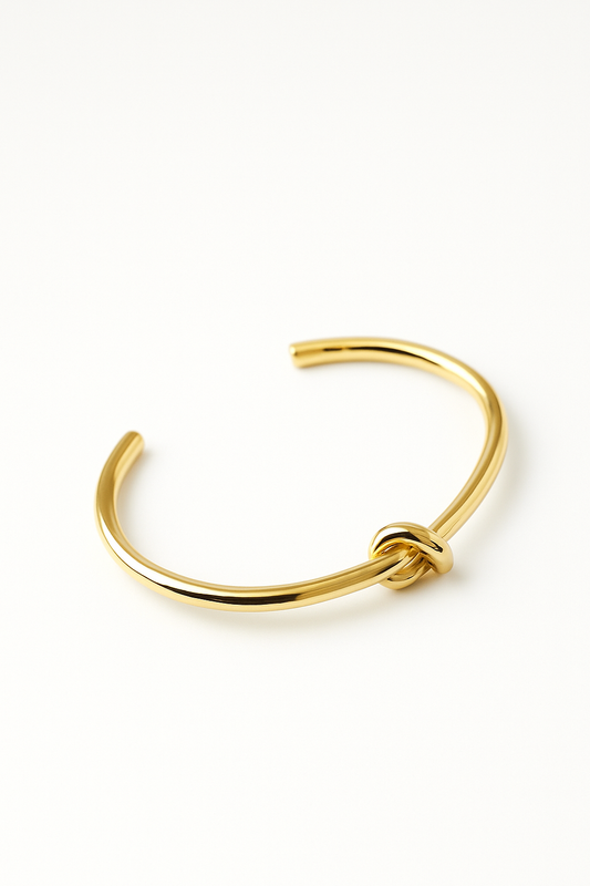 Gold-Plated Knot Open Bangle