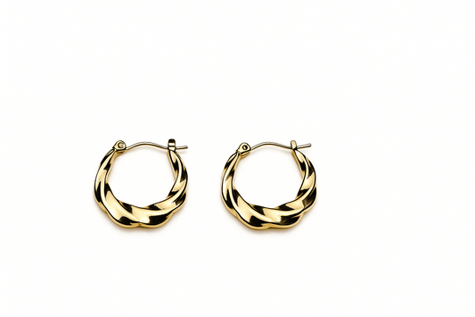 Twisted Elegance Gold Hoop Earrings