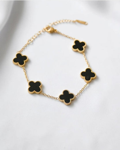 Elegant Black Clover Charm Bracelet
