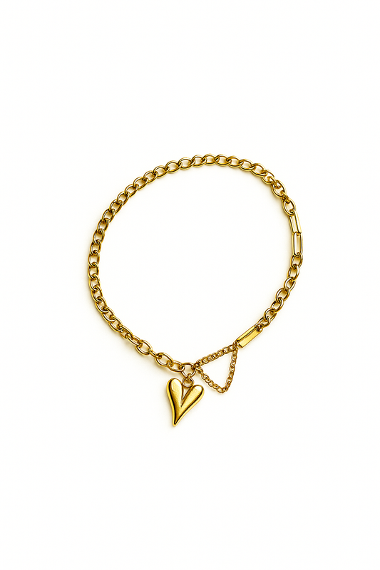 Trikasha Heart Link Gold Bracelet