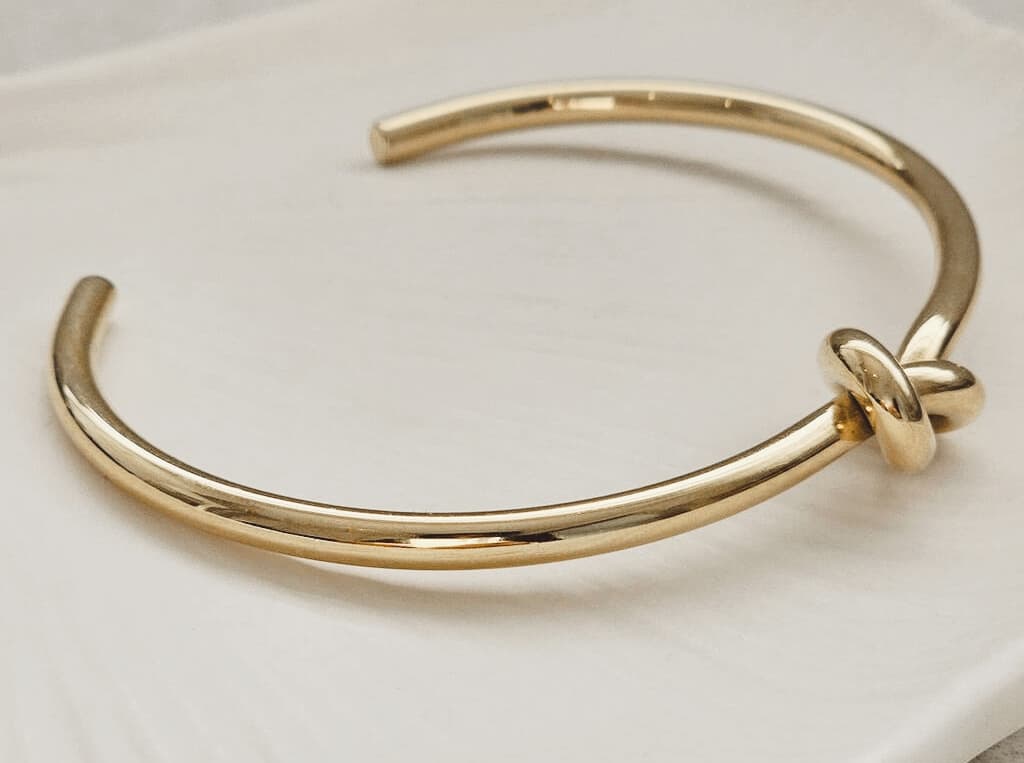 Gold-Plated Knot Open Bangle