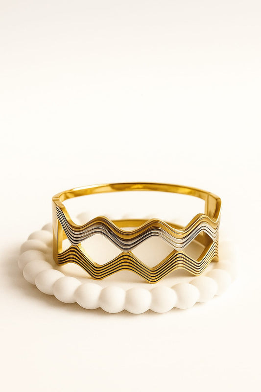 Zigzag Luxe Dual-Tone Gold Cuff Bracelet