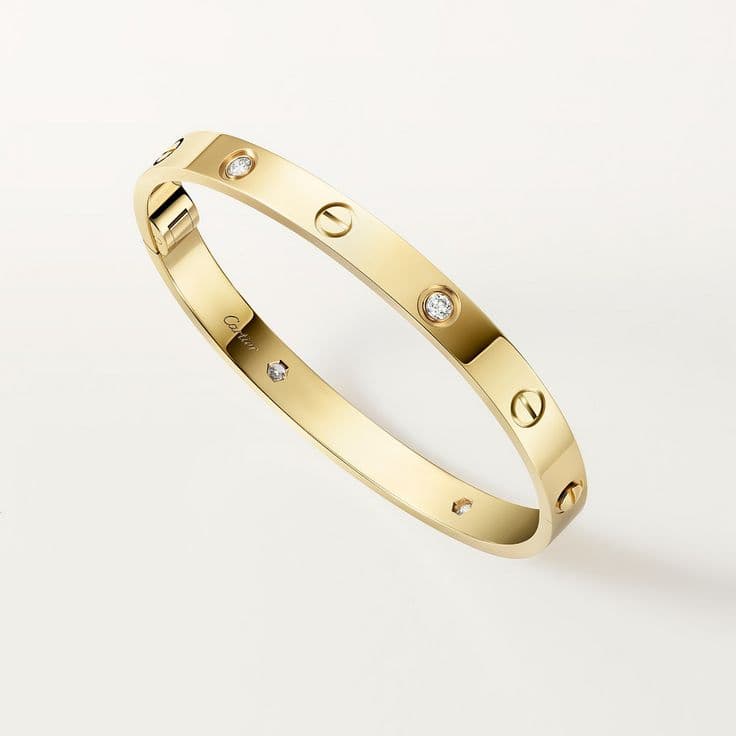 Exquisite Cartier Love Bracelet in Yellow Gold with Diamonds