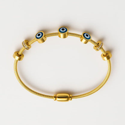 Chic Gold-Tone Evil Eye Bangle