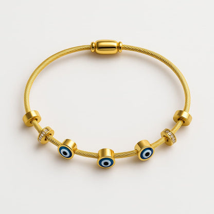 Chic Gold-Tone Evil Eye Bangle