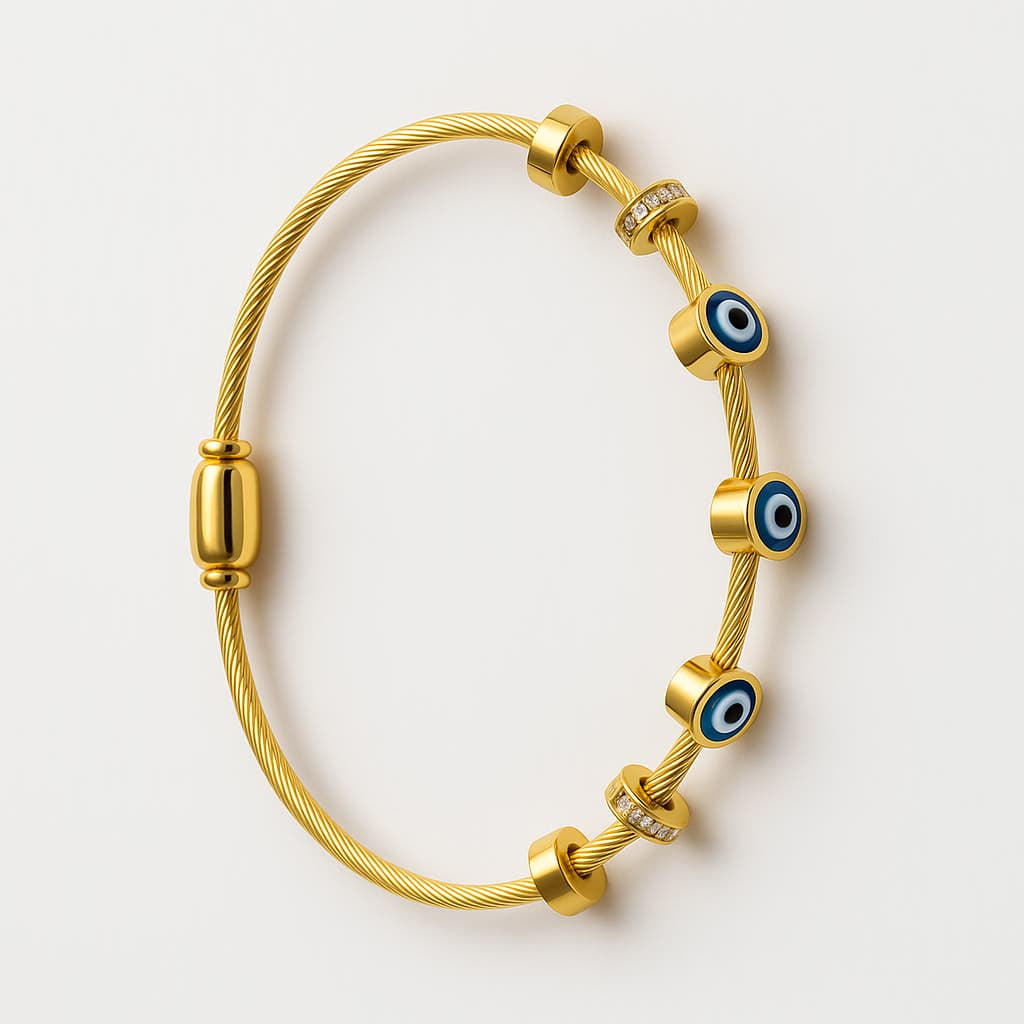 Chic Gold-Tone Evil Eye Bangle