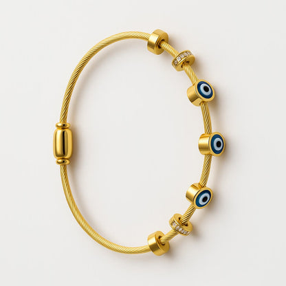 Chic Gold-Tone Evil Eye Bangle