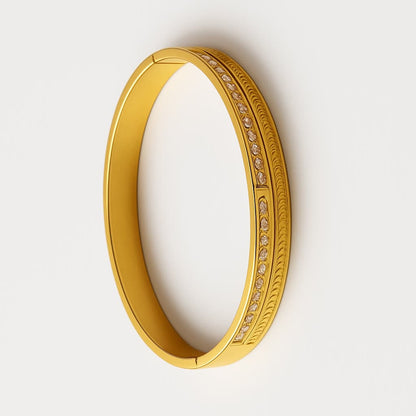 Radiant Gold-Tone Bangle with Crystal Accents