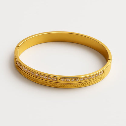 Radiant Gold-Tone Bangle with Crystal Accents