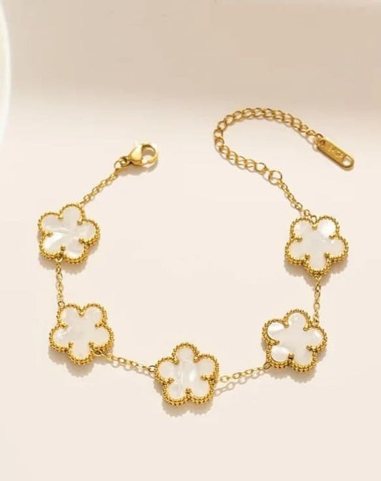White Clover Charm Bracelet